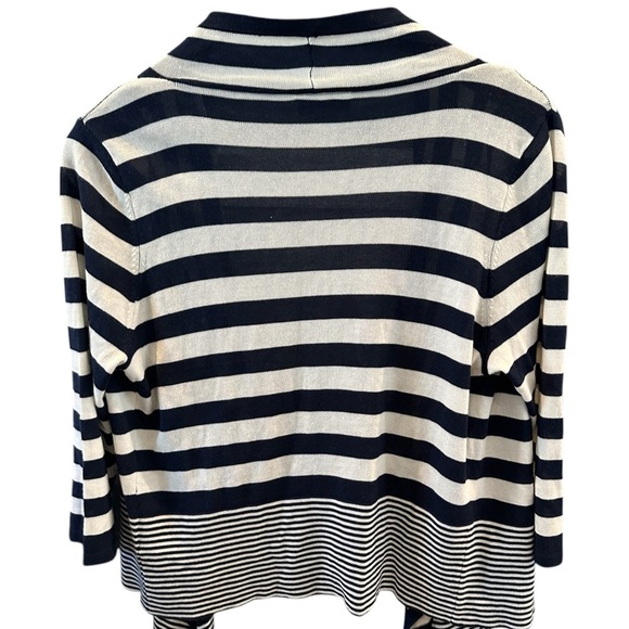 Jana Women’s M Nautical Stripe Open Front Waterfall Cardigan Navy & White - Picture 3 of 7